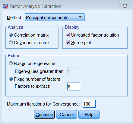 Extract analysis. Factor Analysis. BIC Scree Plot.